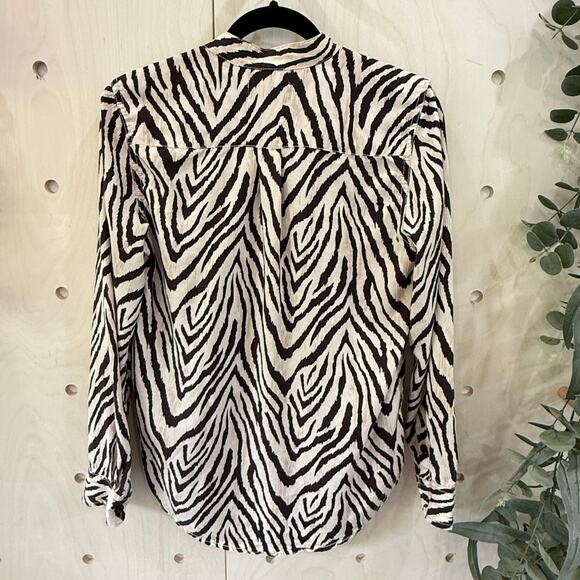 CURRENT/ELLIOTT The B50 Top in Natural Zebra Print Size 1 S/M Tan Brown Blouse - Picture 5 of 11
